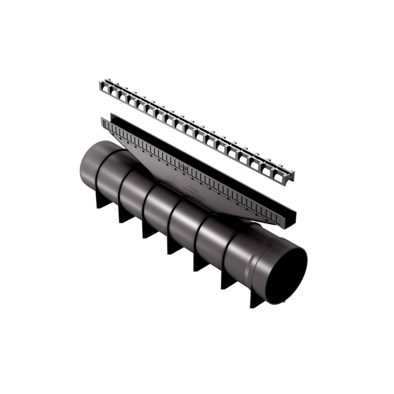 Grelha Oculta Drenagem com Tubo D.110 C250 Cinza/Preto - Preto - Ø110 / 50 cm