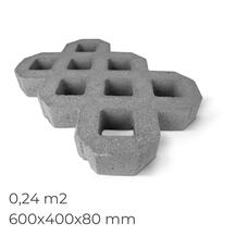 Grelha Enrelvamento Betão Cinza HEXAGONAL Pavimento Exterior Jardim - 600x400x80MM - 0,24M2