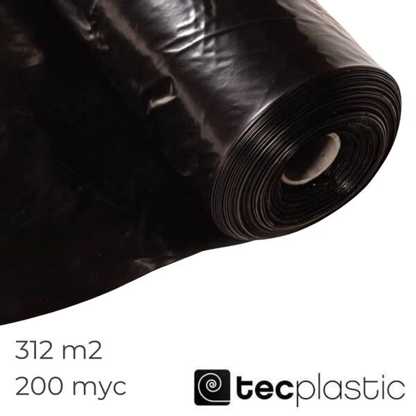 Manga Plástica TECplastic Preta - 200 mycrons - 130 m x (2,4 m aberta/1,2 m dobrada)