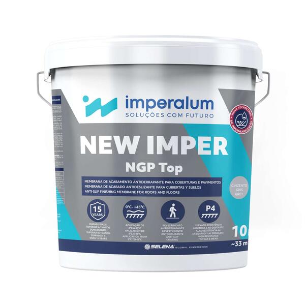 Membrana de Acabamento Antiderrapante New Imper Ngp Top para Sistemas Impermeabilização Ngp - Cinza - 10 Kg