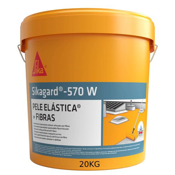 Revestimento Impermeável Sika Sikagard 570 W Pele Elástica + Fibras - Branco - 20 KG