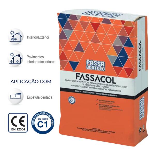 Cimento Cola para Cerâmica Fassa Fassacol - Branco - 1 Palete (60 x 25 kg)