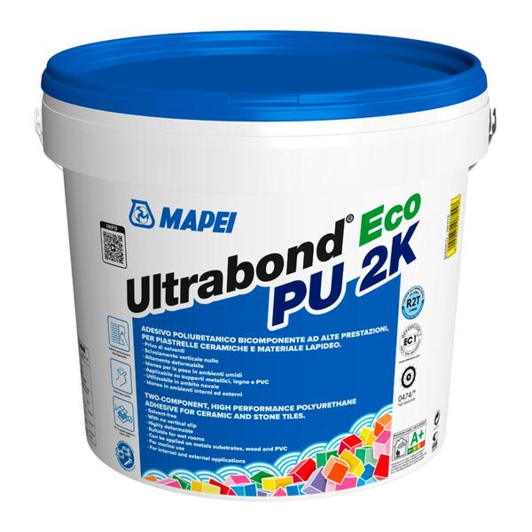 Cimento Cola Bicomponente R2T Cerâmica Grande Formato Pedra Natural Mapei Ultrabond ECO PU 2K - Branco (A+B) - 10 kg