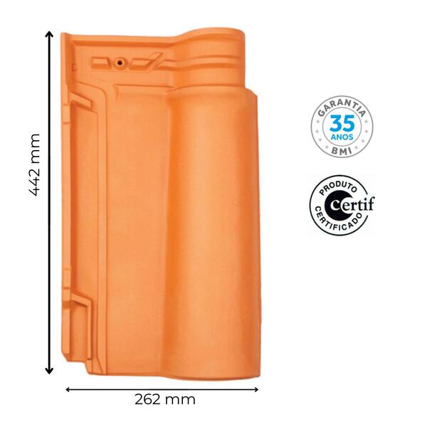 Telha Cerâmica LUSA MG Plus Natural Telhado Inclinado Cobertura Tradicional 35 Anos Garantia - 442x262MM - Natural - Palete Não Incluída