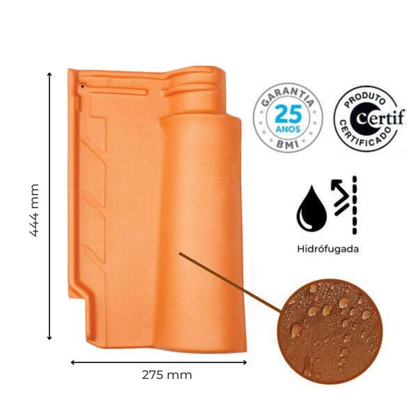 Telha Cerâmica SOL12 Hidrofugada Natural Telhado Inclinado Cobertura Tradicional - 444x275mm - Palete não incluída